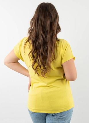 Стильная желтая яркая футболка с надписью оверсайз большой размер батал2 фото