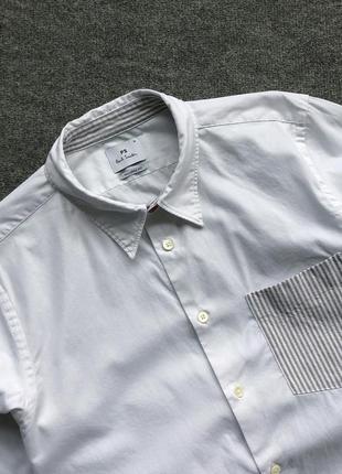 Белоснежная рубашка paul smith tailored fit pocket shirt white4 фото