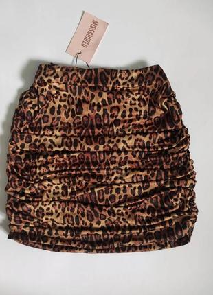 🤎 юбка в анималистичный принт от missguided, размер m2 фото