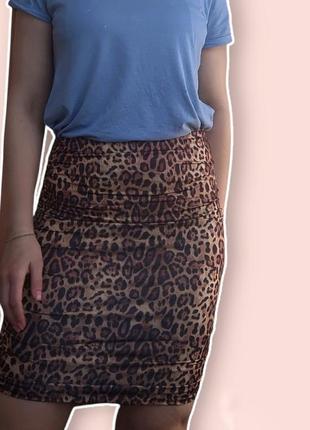 🤎 юбка в анималистичный принт от missguided, размер m1 фото
