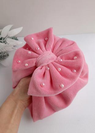 Тюрбан велюровый, шапочка с бантиком