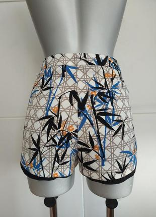 Короткі літні шорти topshop з комбінованої тканини5 фото