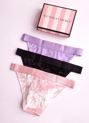 Набір барзатних трусиків вікторія сікрет victoria's secret оригінал4 фото