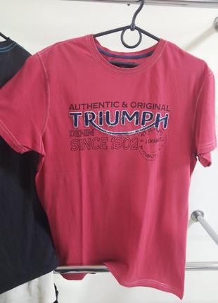 Мужская футболка triumph мотоциклы, взрослый большой красный логотип короткие рукава байкер мужские.4 фото