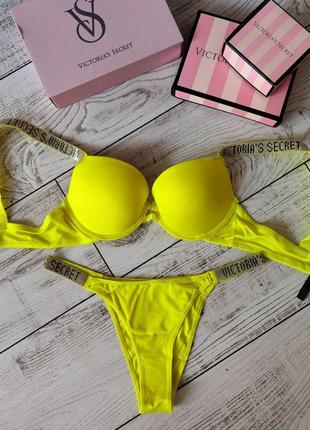 Комплект нижнего белья victoria’s secret со стразами бразилиана, виктория сикрет