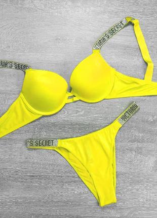 Комплект нижньої білизни victoria’s secret  зі стразами  бразиліана , вікторія сікрет