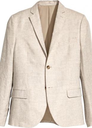 Лляний піджак h&m slim fit літній піджак льон