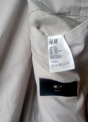 Льняной пиджак h&m slim fit летний піджак льон5 фото