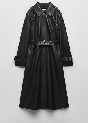 Кожаный тренч zara, эко кожа, новая коллекция, оригинал