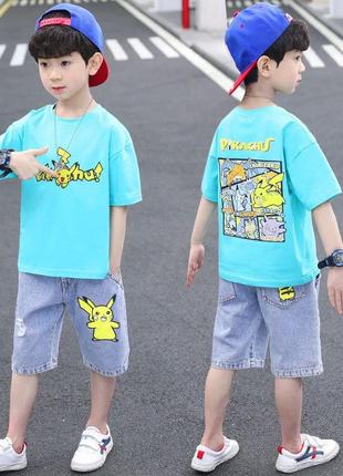 Костюм для мальчика футболка и джинсовые шорты