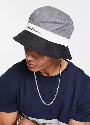 Ben sherman script logo cotton bucket hat in black панама оригинал панамка унисекс2 фото