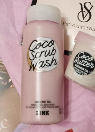 Знову в наявності!гель скраб для тела coco scrub wash кокос victoria's secret виктория сикрет вікторія сікрет оригинал2 фото