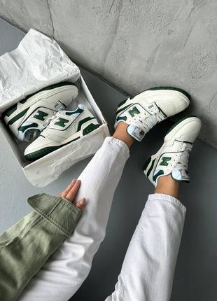 Кроссовки кеди бежевые белые зеленые ньюбеланс new balance