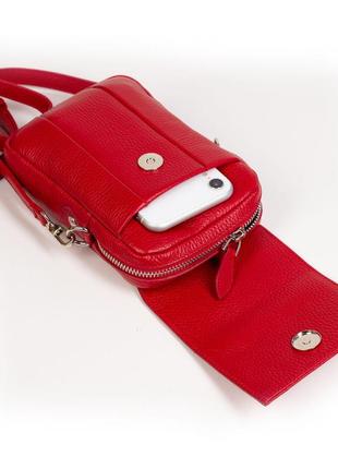 Женская маленькая кожаная сумка кросс-боди karya 2385-46 красная6 фото