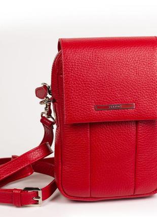 Женская маленькая кожаная сумка кросс-боди karya 2385-46 красная2 фото