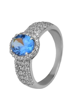 Кольцо серебряное с натуральным кварцем london blue орабель 1336/1р qlb, 16 размер