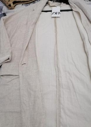 Пиджак блейзер zara rustic из смеси хлопка и льна9 фото