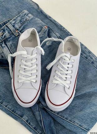 Кроссовки кеды текстиль белые с резиновым носком на шнурках конверсы converse2 фото