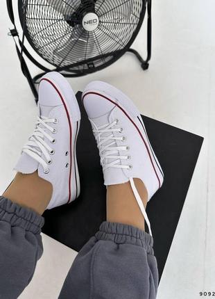 Кроссовки кеды текстиль белые с резиновым носком на шнурках конверсы converse6 фото