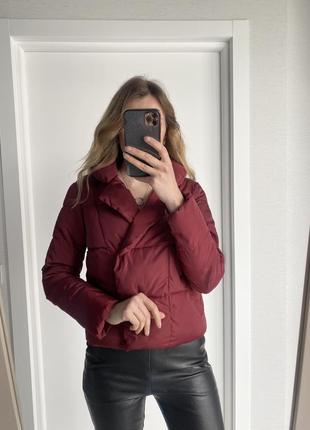 Куртка короткая осенняя весенняя бордовая4 фото