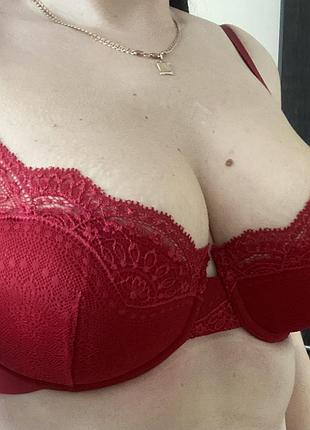 Шикарный, базовый, ажурный, бюстгальтер, красного, цвета, от бренда: h&amp;m 👌