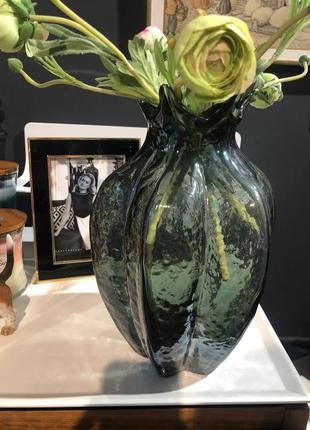 Новая шикарная ваза, стеклянная декор домашний, италия 30см2 фото