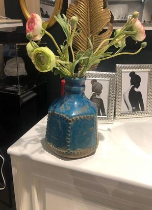 Безумно красивая ваза, декор домашний, старинная стильная синяя7 фото