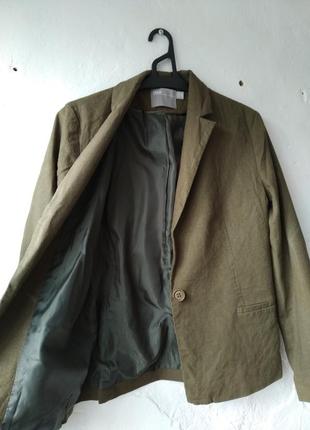 Льняной женский пиджак цвета хаки от asos размер 403 фото