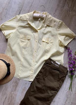 Льняная рубашка лимонная натуральная блуза xxl