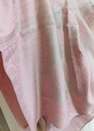 Бежевый розовый шелковый турецкий платок, платок весна осень, двусторонний4 фото