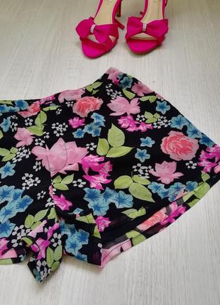 🌹 короткие шифоновые шорты h&m в цветочный принт 🌹 шорты юбка3 фото