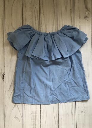Легкая котоновая блуза с рюшами воланами