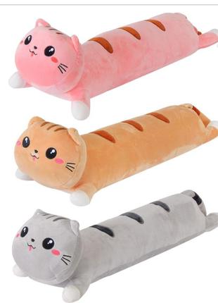 Мягкая игрушка подушка, обнимашка, длинный кот батон, антистресс 50 см