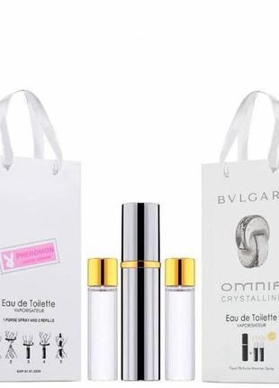 Міні-парфуми з феромонами жіночий bvlgari omnia crystalline 3х15 мл