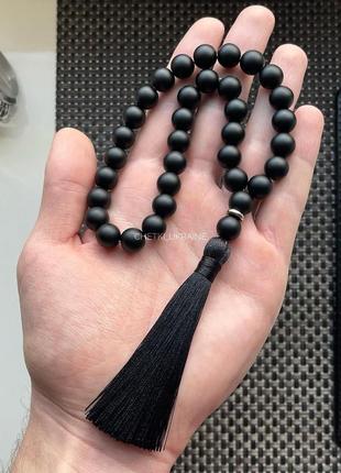 Четки с кисточкой в машину черные матовые четки на 33 православные
