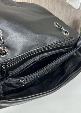 Качественная женская минисмочка клатч на плечо стеганая, маленькая сумка птичка черный7 фото