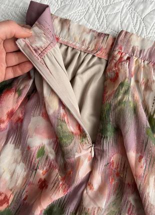 Нежная шифоновая юбка плиссе с цветами h&amp;m. плиссированная юбка с цветами. юбка длинная в складку меди юбка с мальированными цветами6 фото