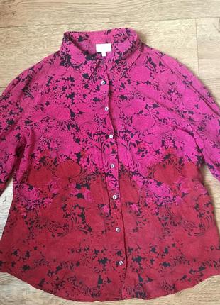 Шёлковая блуза в принт хризантемы3 фото