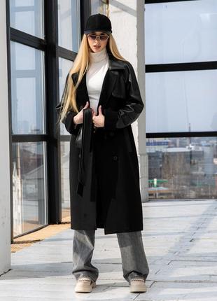 Шикарное женское демисезонное утепленное комбинированное пальто8 фото