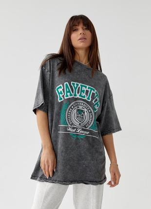 Бавовняна футболка oversize з принтом fayette4 фото