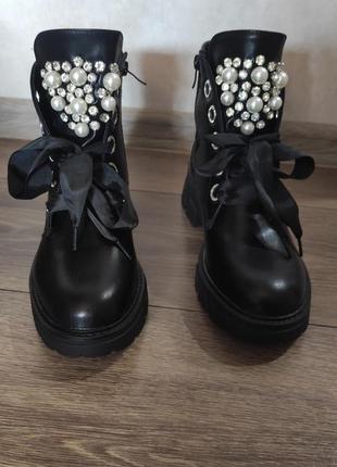 Ботинки женские, сапожки черные, весенние обувь, обувь, весна/осень2 фото
