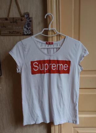 Футболка біла supreme1 фото