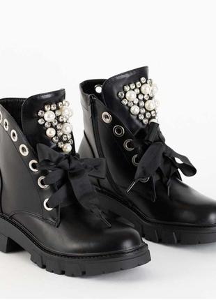 Ботинки женские, сапожки черные, весенние обувь, обувь, весна/осень1 фото