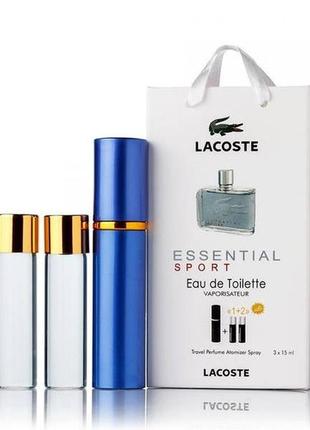 Міні-парфуми з феромонами чоловічий lacoste essential sport 3х15 мл