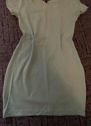 Трикотажное платье футболка цвет тифани2 фото