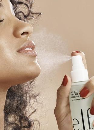 Стойкий фиксирующий матирующий спрей фиксатор для макияжа elf stay all night...
