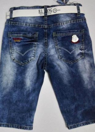Шорти джинсові для хлопчиків із потертостями та з поясом р 134-1402 фото