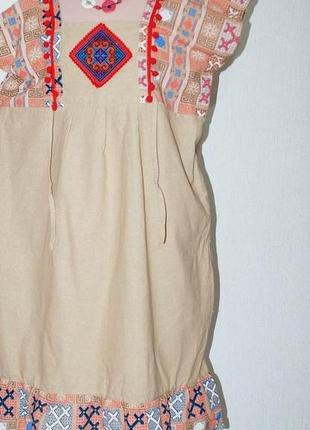 Трендова лляна сукня плаття вишиванка міді в стилі етно10 фото