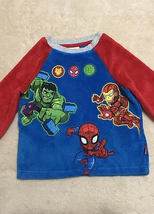 Плюшевая теплая кофта с мульт героями,  на 3 года