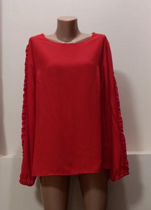 Базова червона блуза блузка з довгим рукавом1 фото